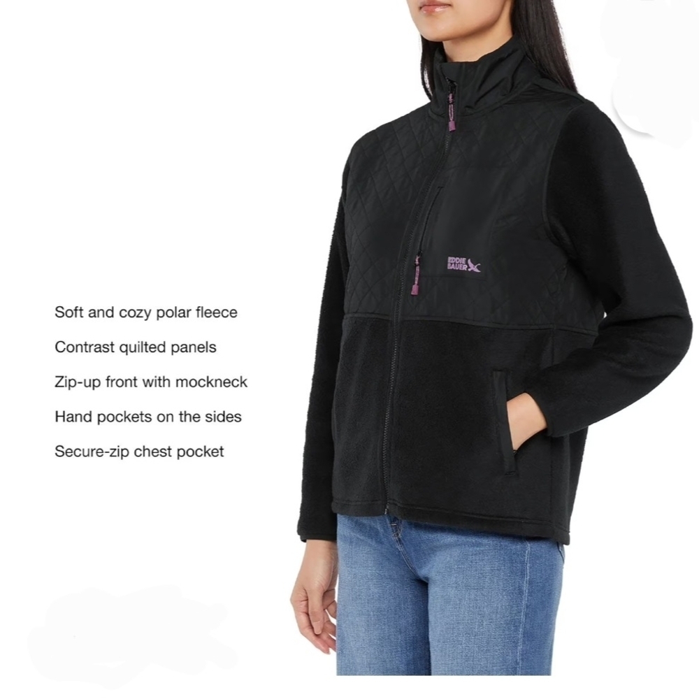 Eddie Bauer Women's Black and Purple Teddy Jacket - Picture 5 of 5